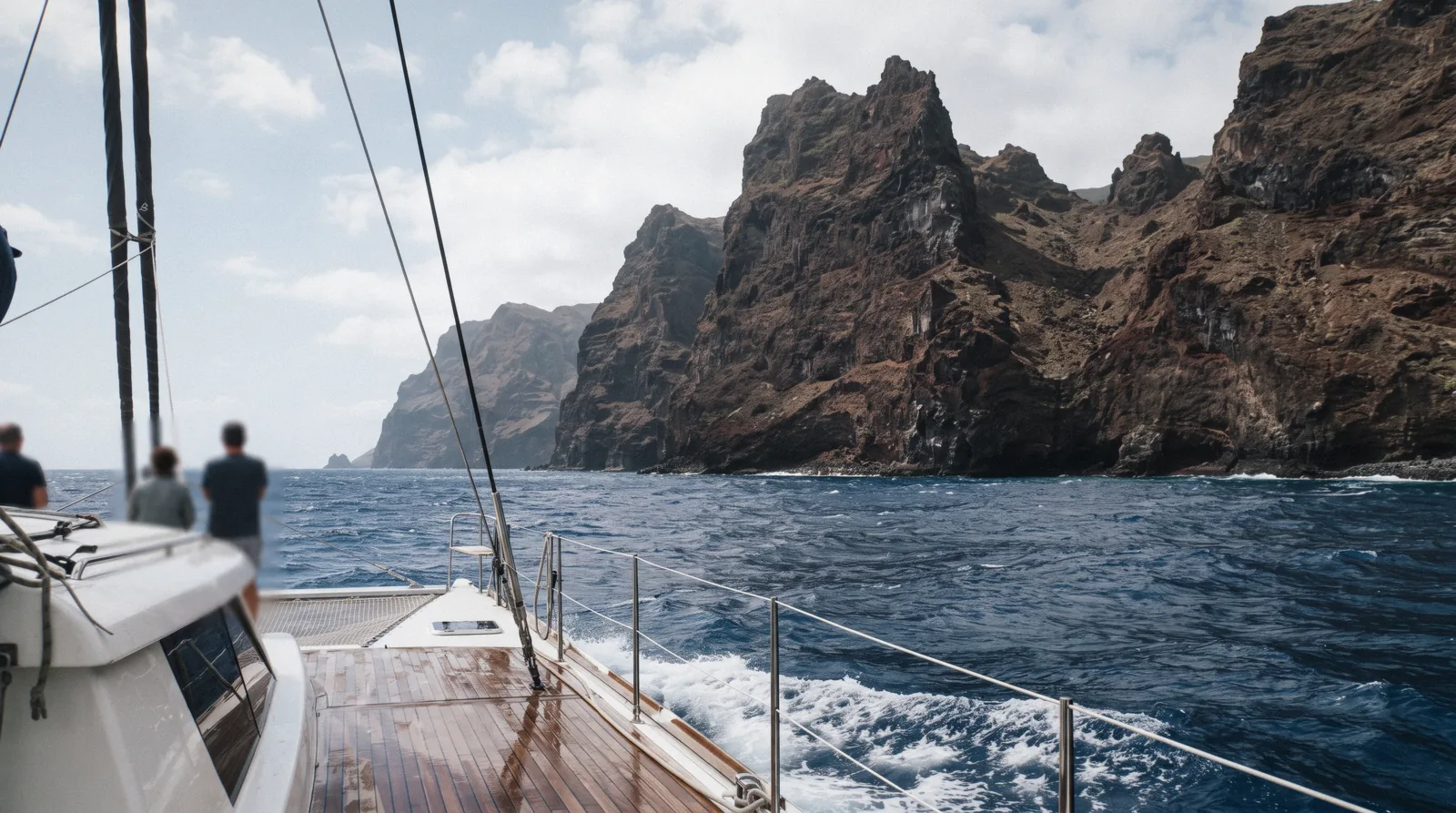 The uninhabited cliffs of the Desertas Islands seen from a catamaran trip out of Funchal, Madeira