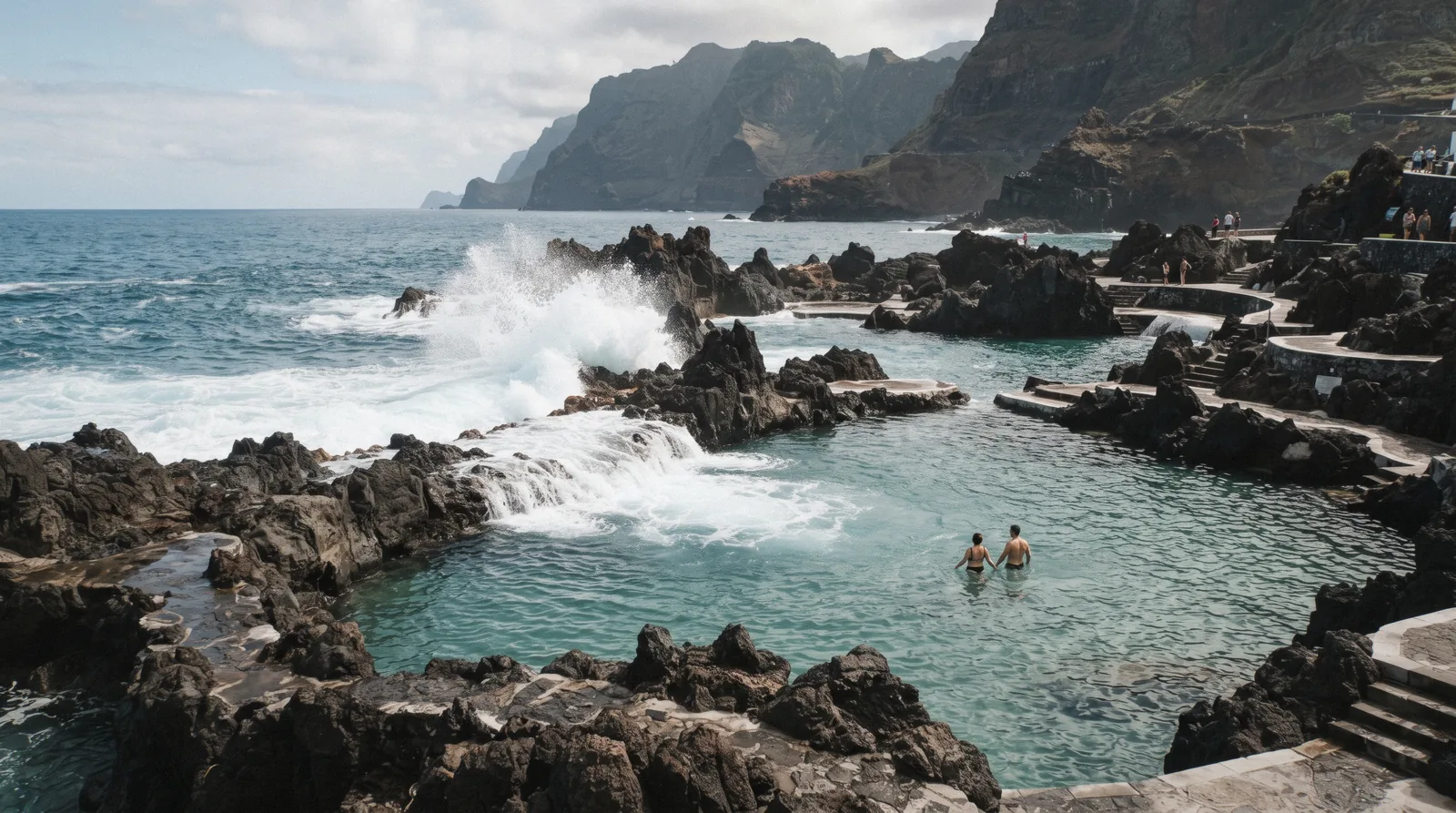 Volcanic rock pools at Porto Moniz on the north coast, reached on a day trip from Funchal