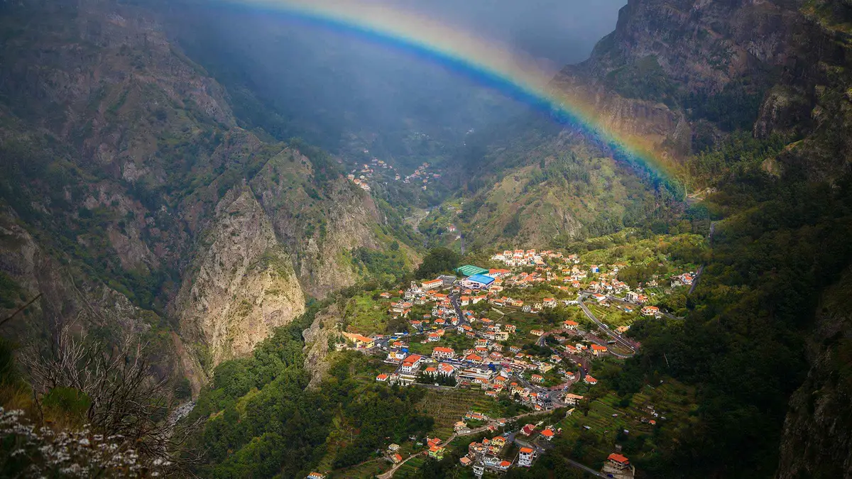 Mountain walls around the Nuns Valley on a half-day van tour from Funchal, Portugal
