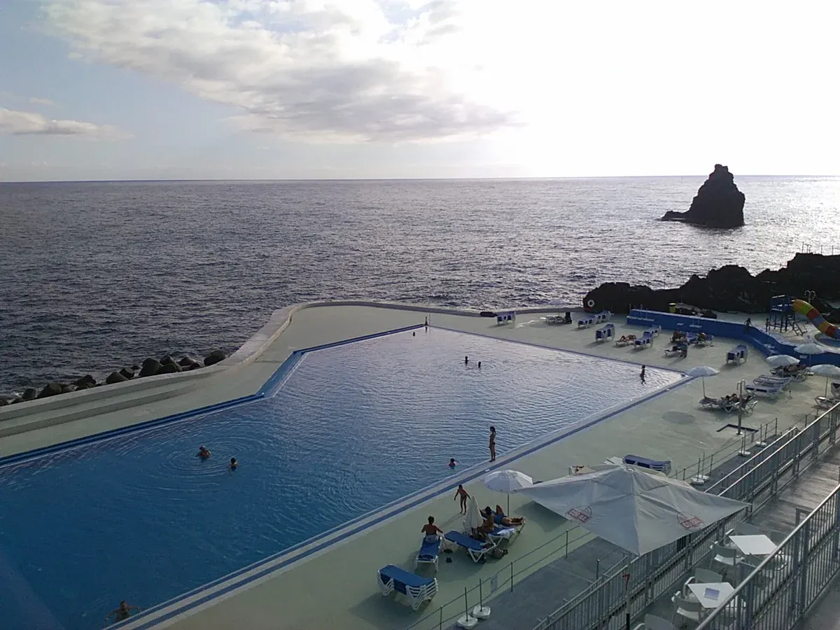 The Lido bathing complex pools built over the sea in the Lido zone of Funchal, Portugal