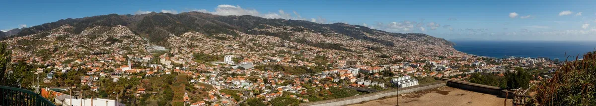 The panoramic view over Funchal bay from Pico dos Barcelos viewpoint, Madeira, Portugal