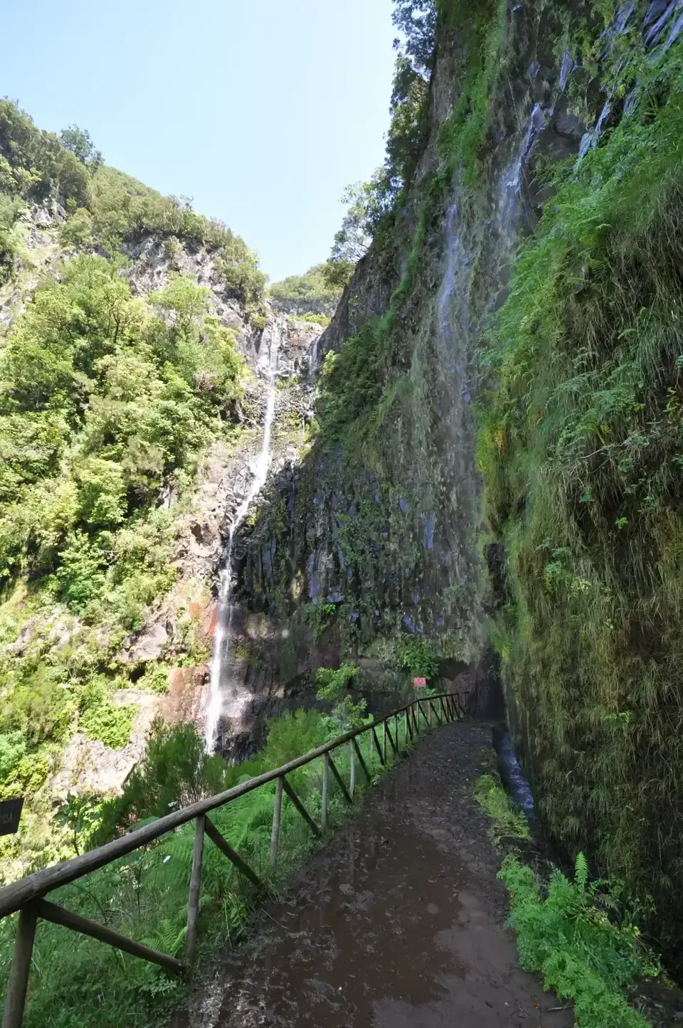 A waterfall along the Levada das 25 Fontes near Rabaçal, walked on a levada day trip from Funchal