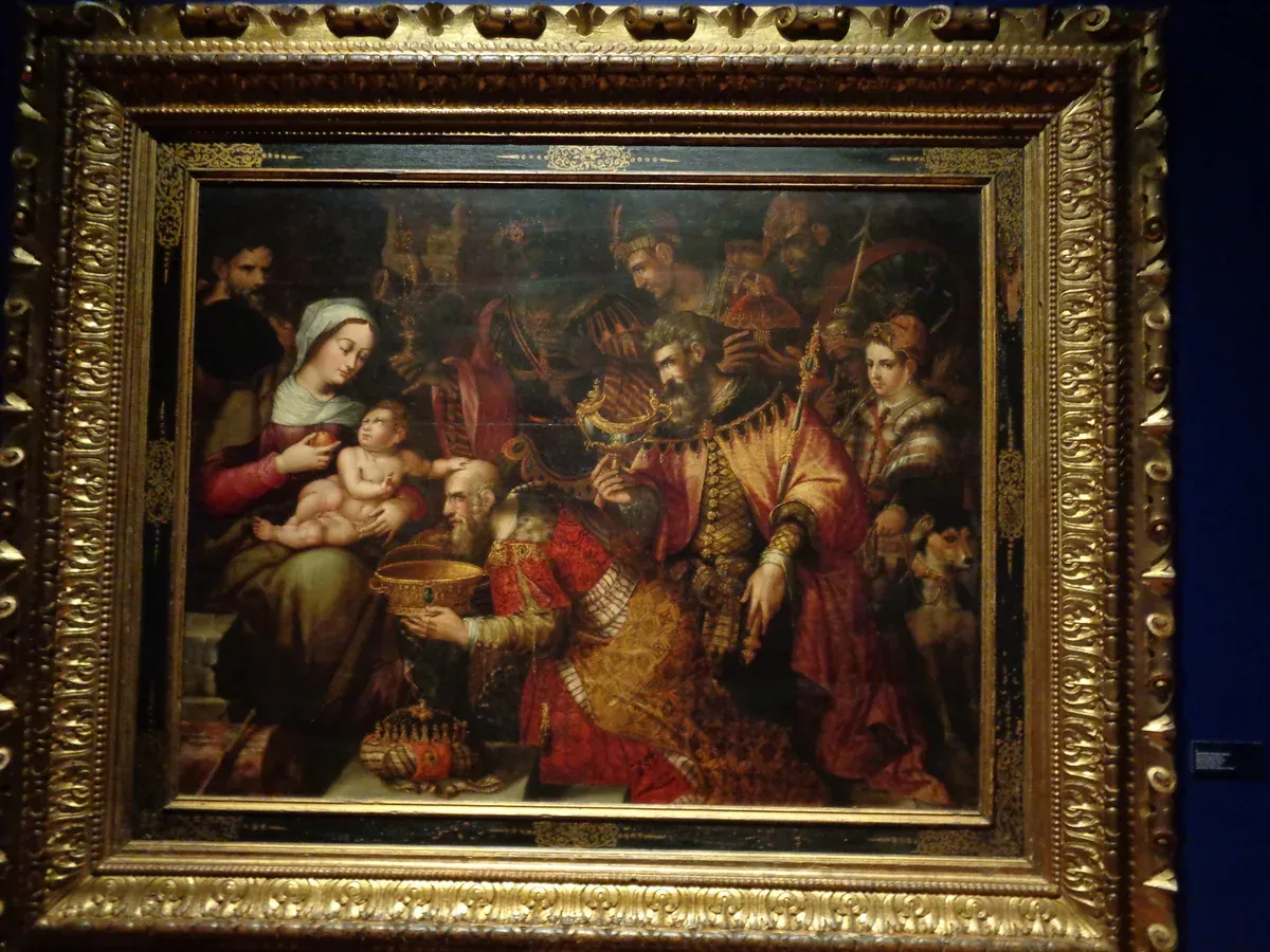 A framed Flemish-school religious painting from the Museu de Arte Sacra do Funchal collection in Funchal, Madeira, Portugal